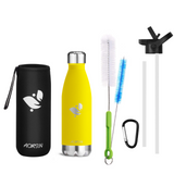 AORIN Stainless Steel Water Bottle 500ml - Insulated Flask With Straw Lid, Keeps Drinks Hot & Cold | BPA-Free Leakproof Bottle For Gym, Travel